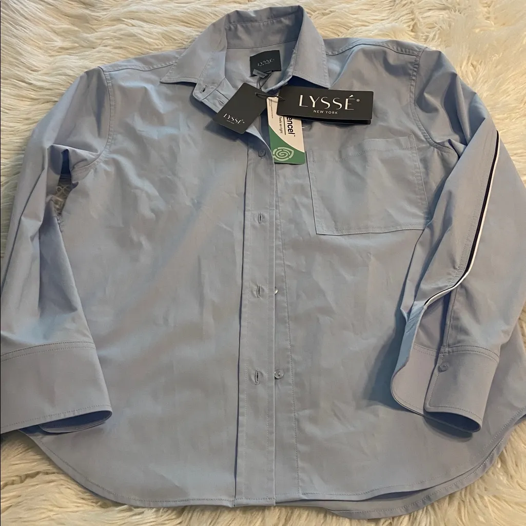 LYSEE Sky  Blue Dress Shirt size S long sleeve length 26” bust 36” brand new - Image 7