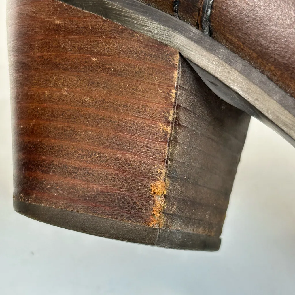 Harley Davidson Brown Leather Western Boot with Stacked Heel size 5.5 - Image 8