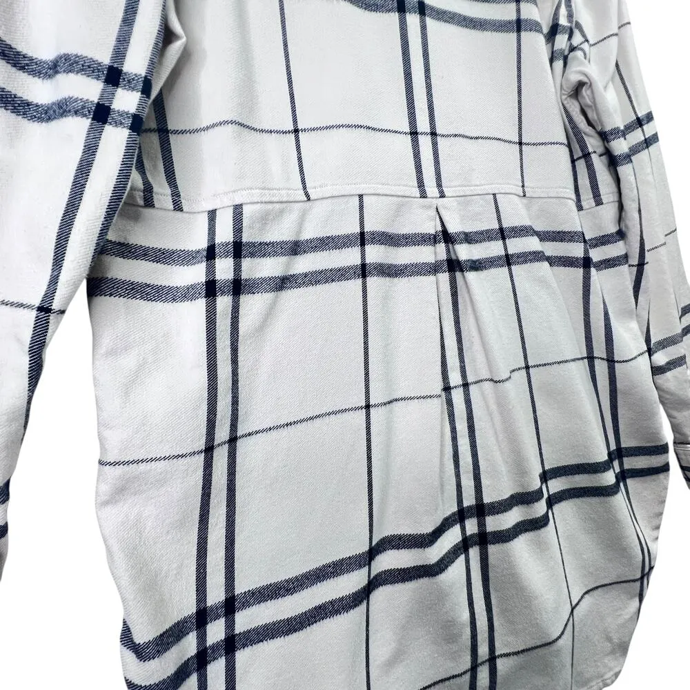 The North Face Boyfriend Plaid Flannel Top Cream Womens M Button Front Tunic - Image 8