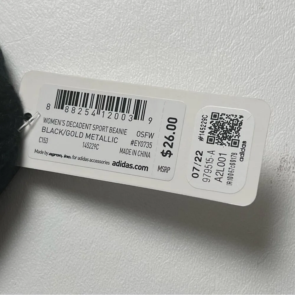 Adidas  Women's Black & Gold Metallic  Cold Weather Beanie Style Hat NWT - Image 4