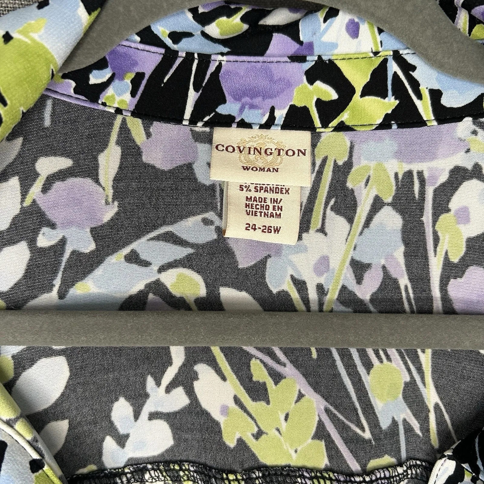 Covington Women’s SZ‎ 24-26 Multicolor Floral V-Neck 3/4 Sleeve Blouse - Image 5