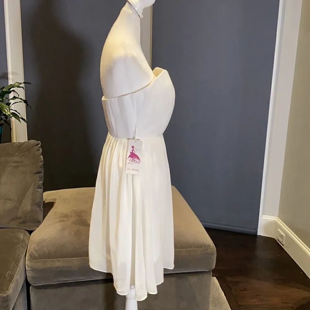 Women’s Elegant Ivory Short Prom Party Formal Dress Size S NWT **READ FLAW - Image 7