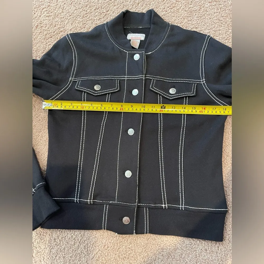 PROJECT G Black Soft Fleece Bomber Jacket with contrast Stitch in Black Size undefined - Image 4