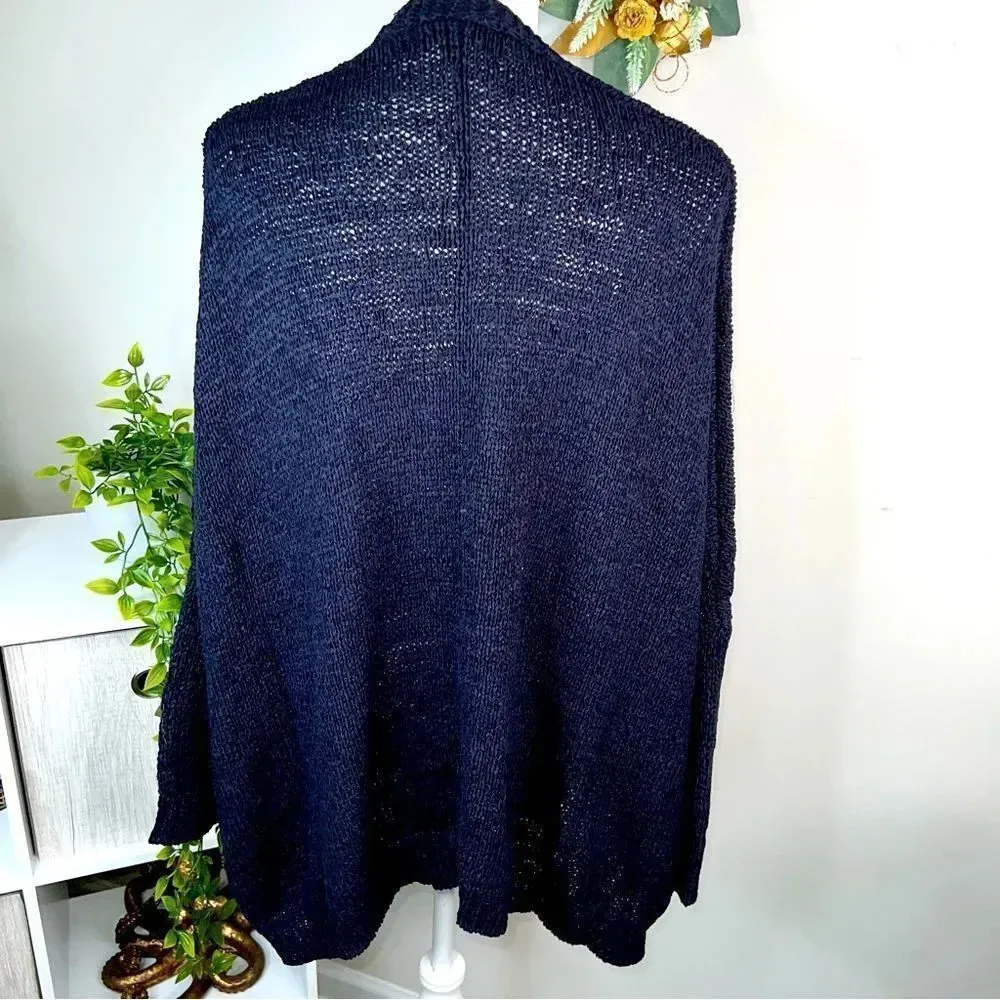 Catherine Malandrino Drop Shoulder Open Cardigan in Dark Navy NEW - Image 3