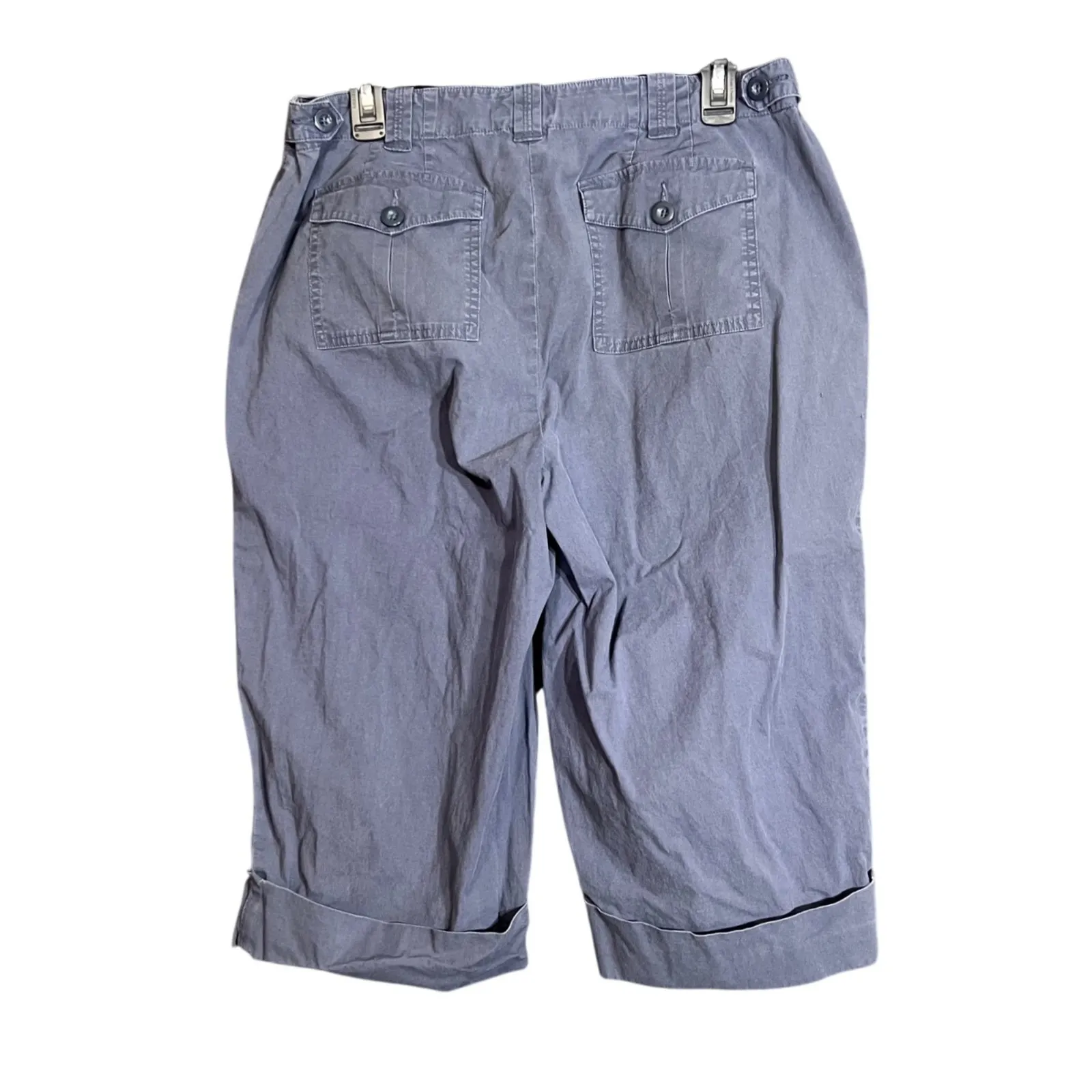 Talbots Stretch Capri Pants Womens 12W Petites Blue Casual Rolled Cuffs Summer - Image 3