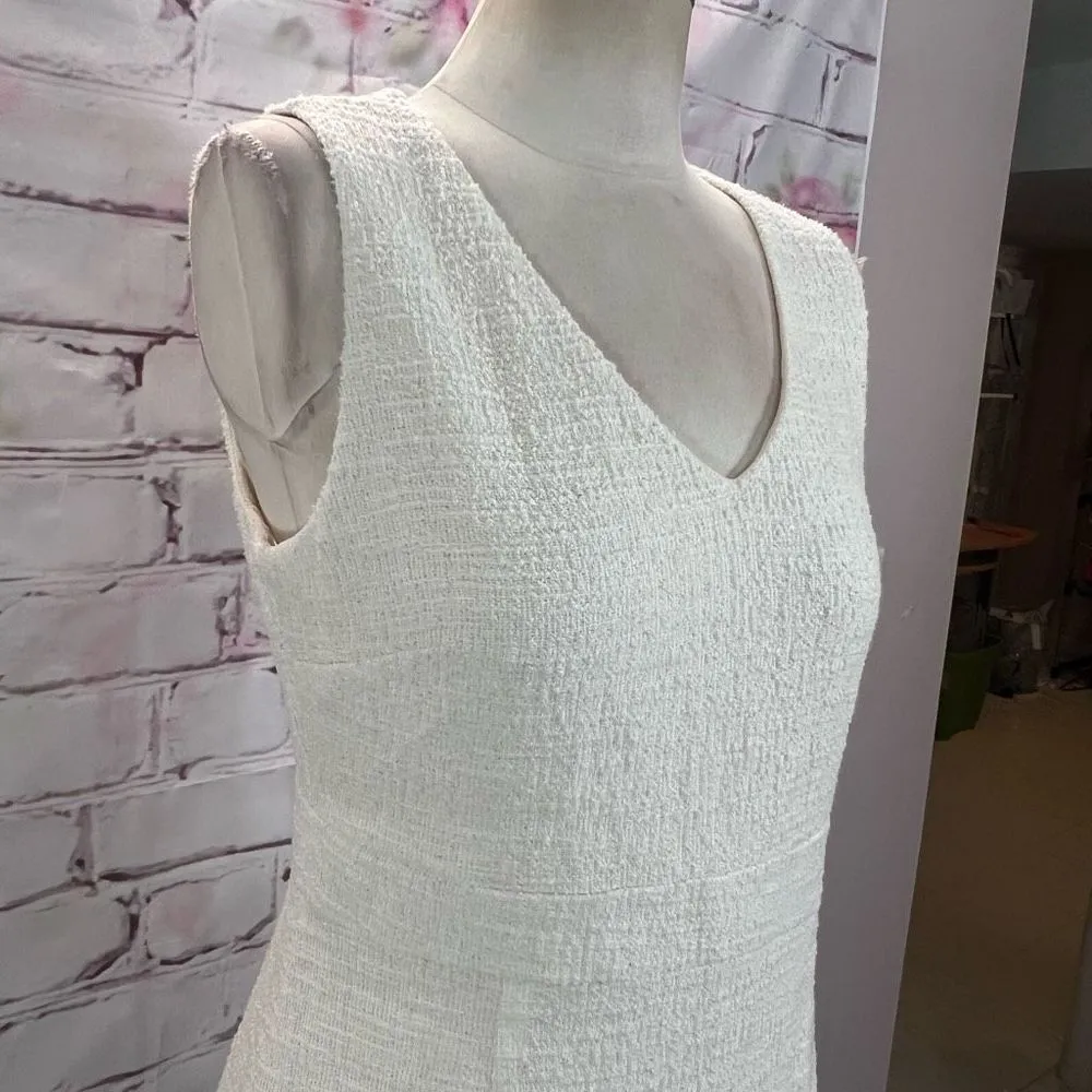 Nicole Miller Women's Sleeveless V-neck Tweed Lightweight Sheath Dress Cream Siz - Image 2