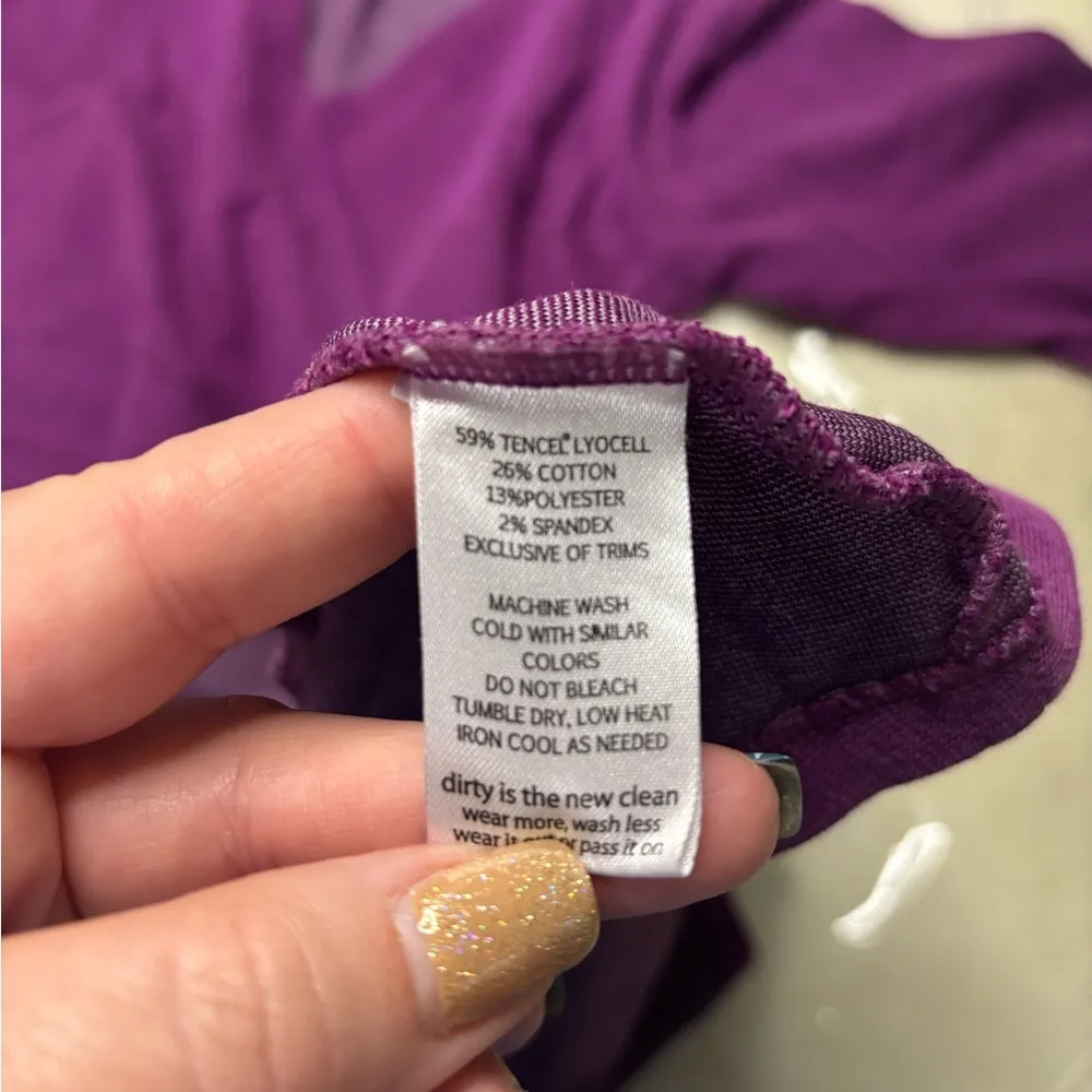 Horny Toad & co Long Sleeve Jersey Dress Purple Tencel Cotton V-Neck Size Small - Image 7