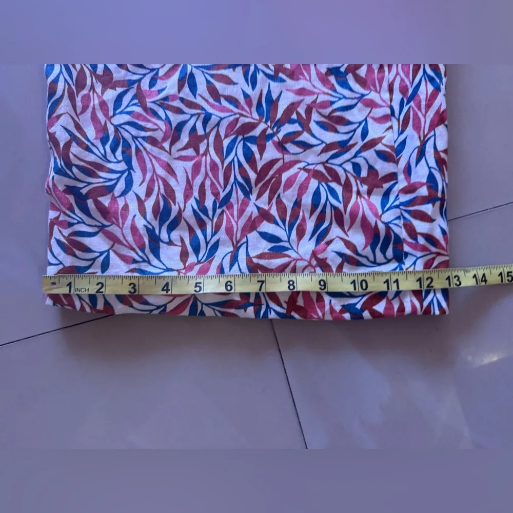 Wide Leg Linen Pants Ivory Cream Coral Pink Floral Palazzo Pants plus size 22 W - Image 12