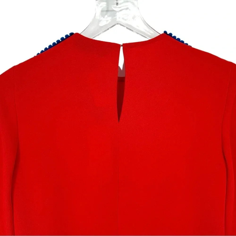 Galvan‎ London NWT Misti Long Sleeve Crepe Pom Pom Blouse 4 Red Cobalt - Image 5