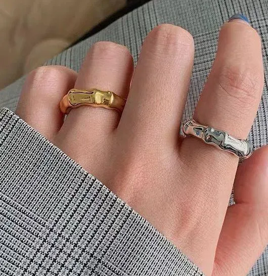 Unisex ring bamboo joint ring gold ring simple ring stacking ring stackable ring - Image 2