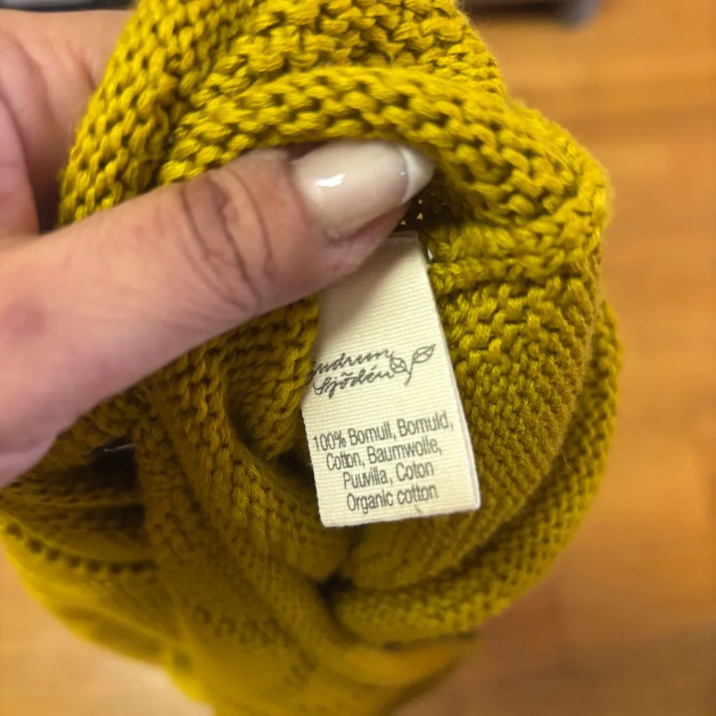 Gudrun Sjoden Fisherman Lagenlook Coastal Grandma Organic Cotton Sweater S Gold - Image 4