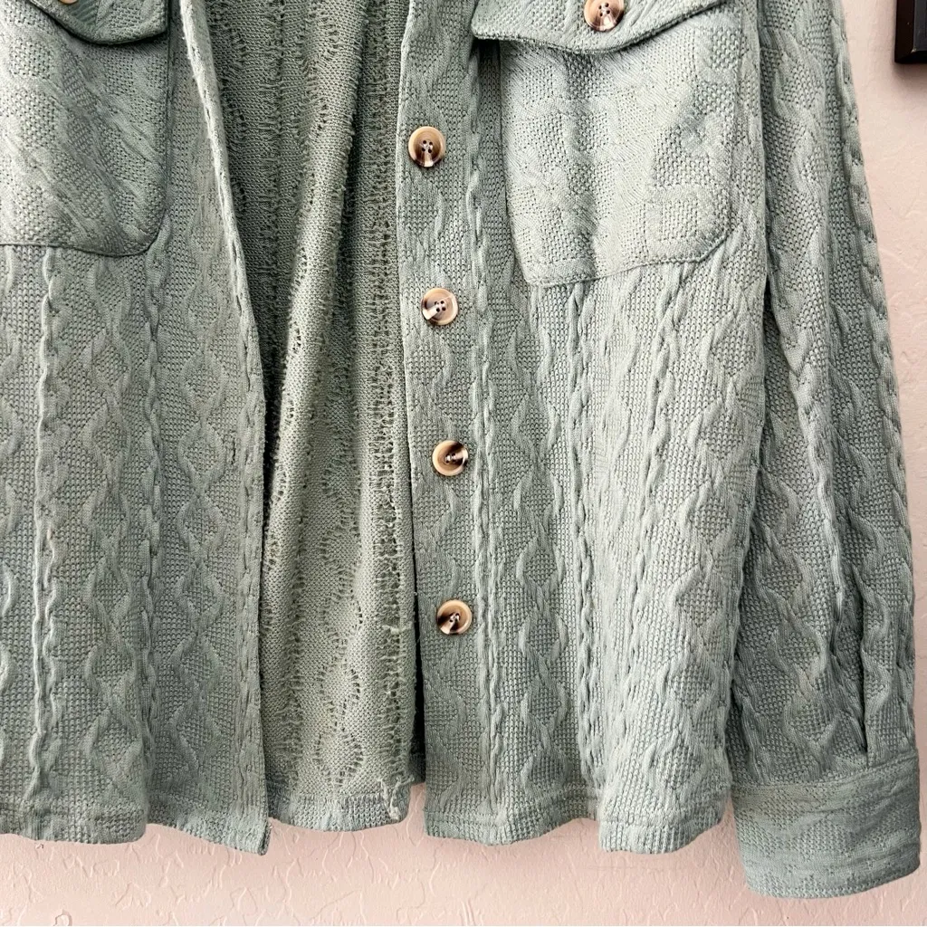 Altar’d State Seafoam Green Knit Shacket - Image 4