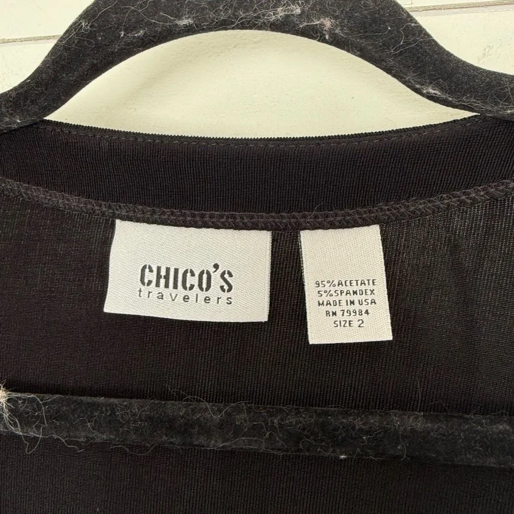 Chico’s Travelers Women’s 2 Black Slinky Stretchy Cardigan - Image 2