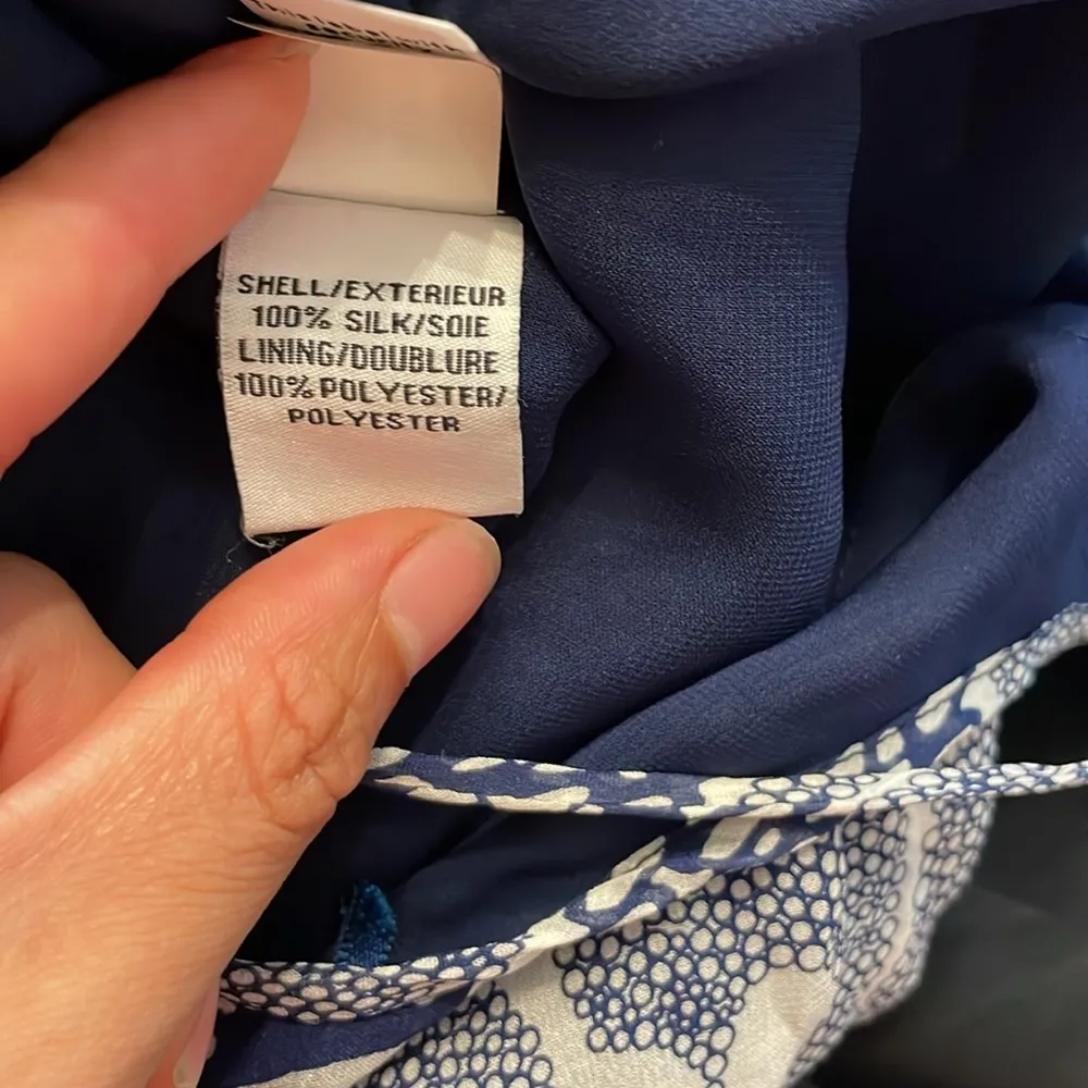 Diane Von Furstenberg Navy and Cream Dress Size 4 - Image 6