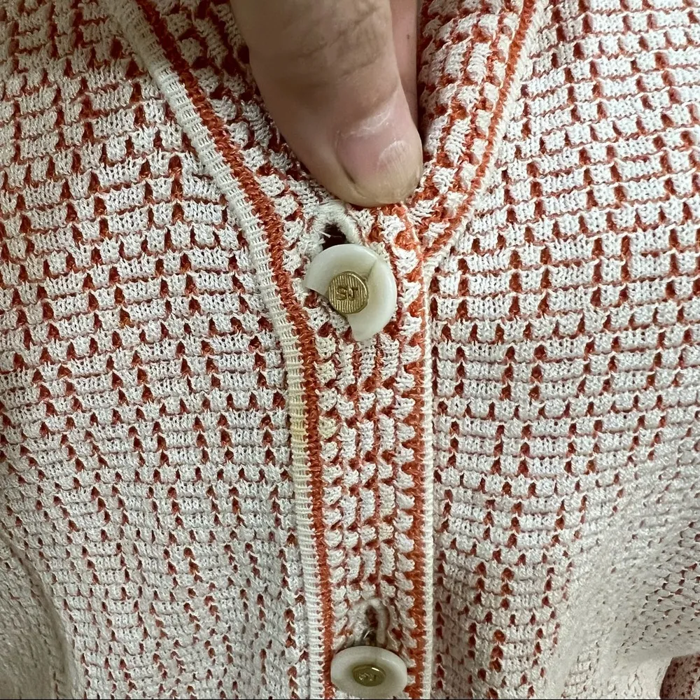 St John Sport Wool Blend Logo Knit Cardigan Sweater Womens P Small Career Casual - Image 5