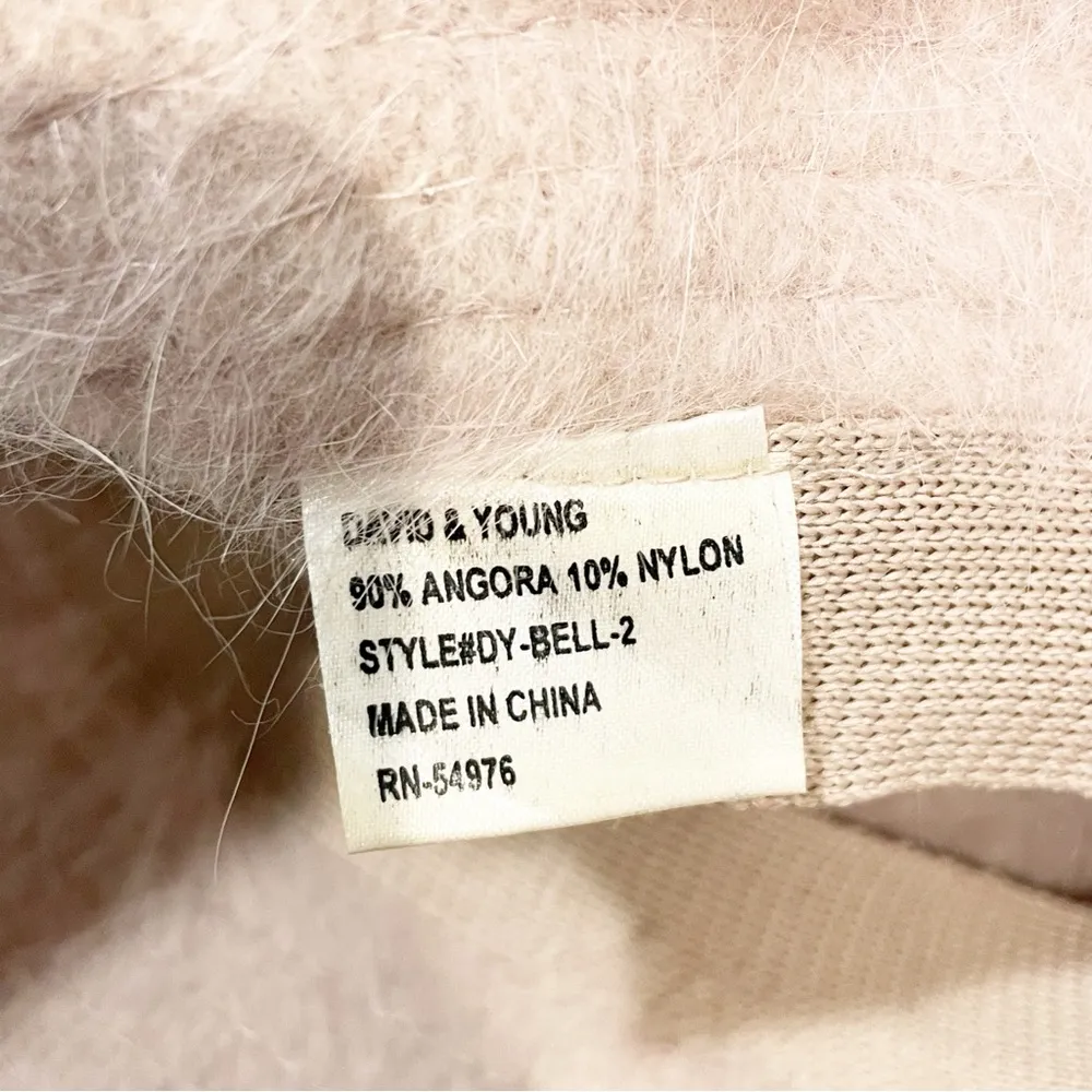 Kangol Angora Rabbit Fur Blend Bucket Hat Cream One Size Y2K Style Fuzzy HipHop - Image 4