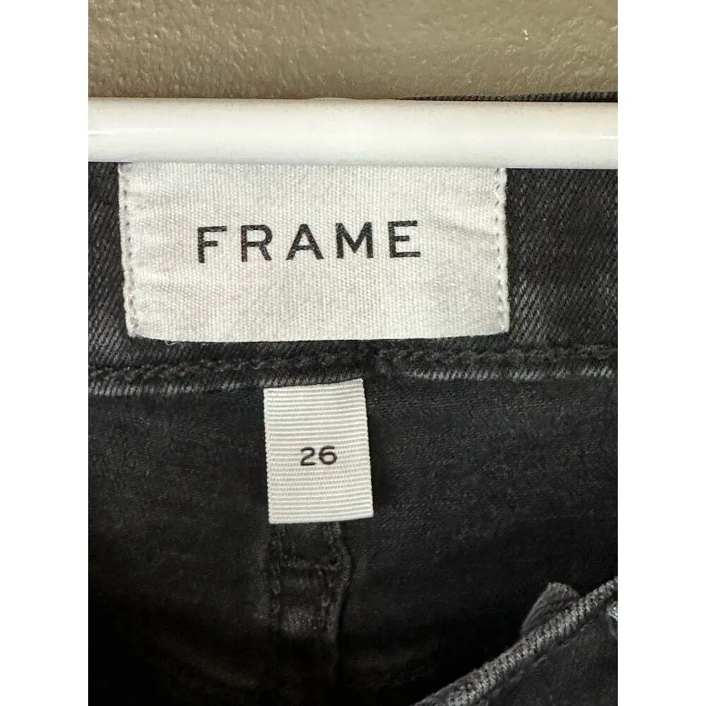 Frame Black Dark Wash Double Snap Fly ‘Le High Skinny’ High Rise Jeans Size 26 - Image 5