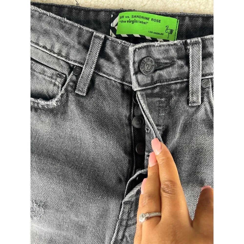 SR vs. Sandrine Rose Womens Jeans Size 25 The Virgin Label Gray High Rise Straig - Image 9