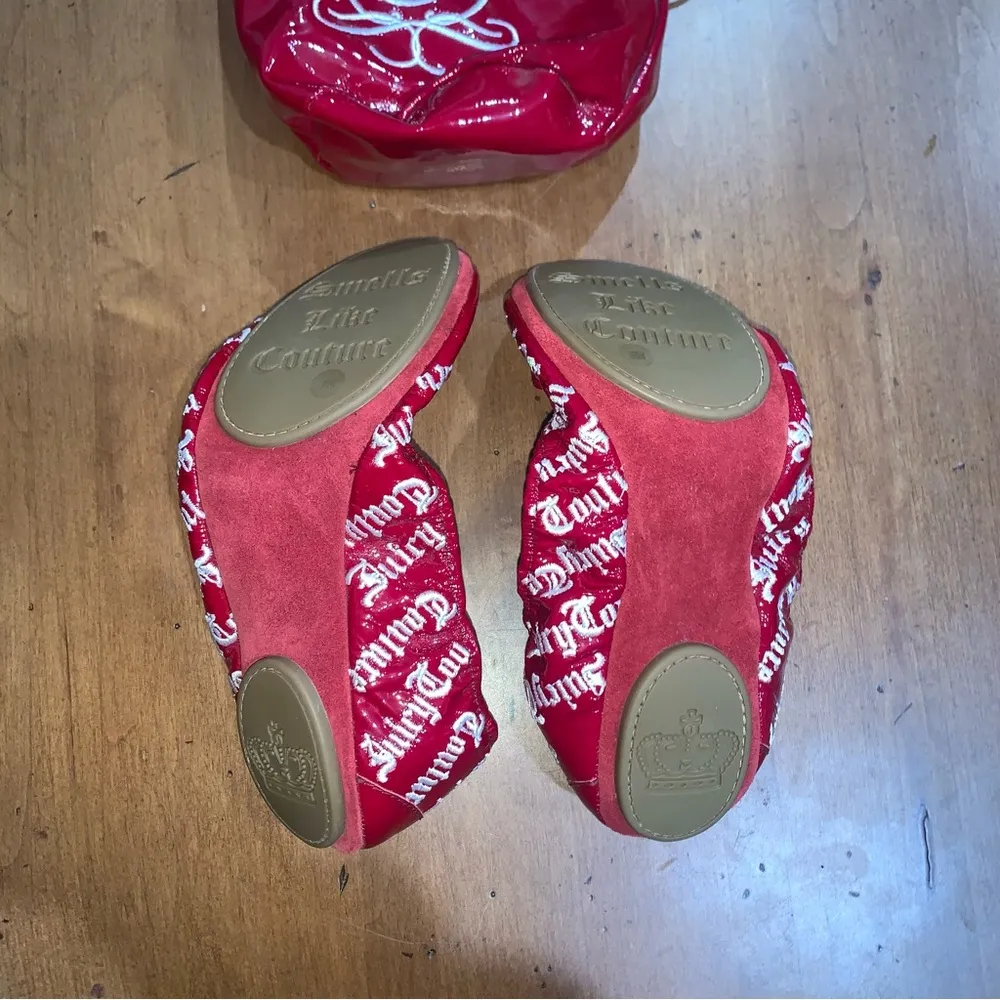 Juicy Couture Ballet Ballerina Flats and Pouch Red Maroon Women’s 8M - Image 5