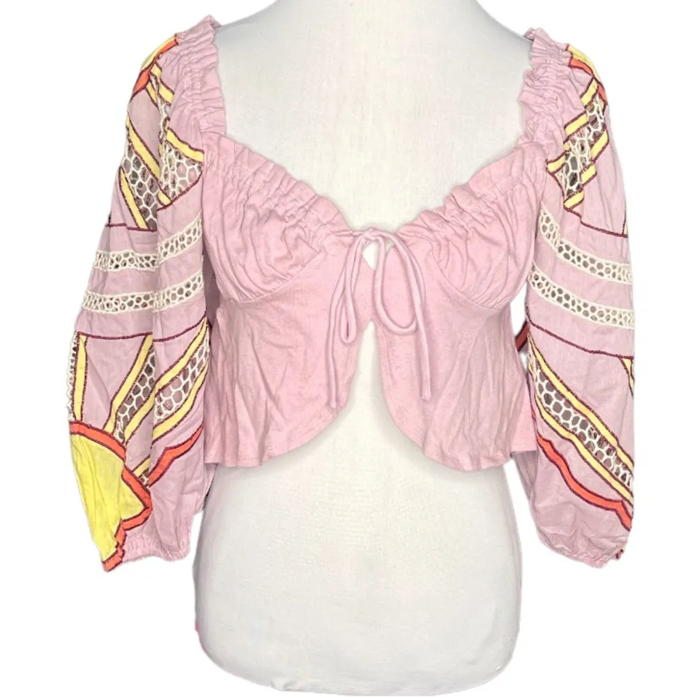 Free People Sunrise Sunset Daytime Fireworks Crop Top Purple Yellow Size Small - Image 11