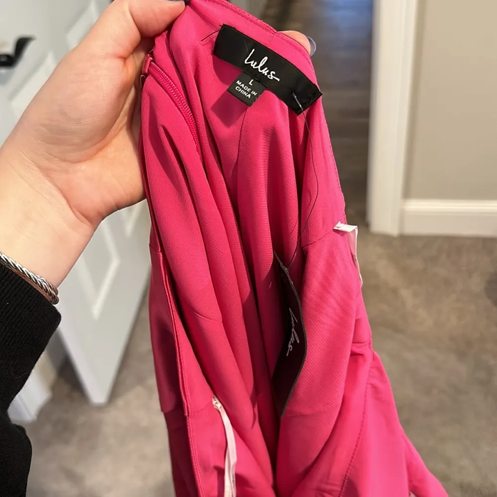 Lulus Striking Sight Magenta Satin Cutout Lace-Up Midi Dress - Image 6