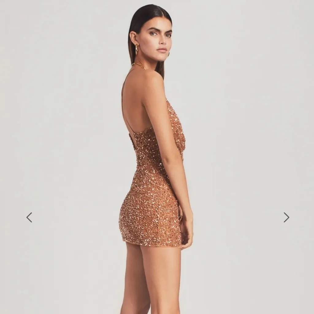 NWT Retrofete Mich sequins dress size small Gold - Image 3