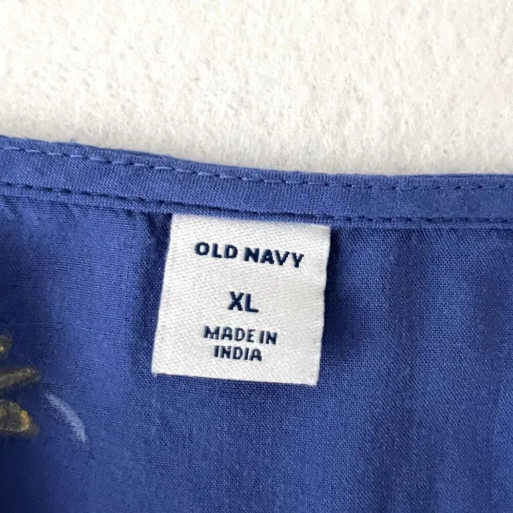 Old Navy Blue Floral Patterned Short Sleeve Dress - Image 6