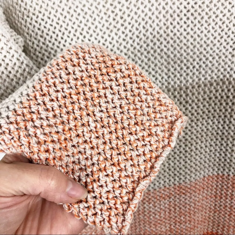 Cotton Country Ombre Knit Pullover Sweater Medium Orange - Image 5