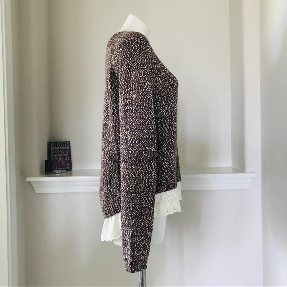 Tart Crew Neck Eyelet Hem Sweater in Tan Grey, Size L New w/Tag Retail $154 - Image 8