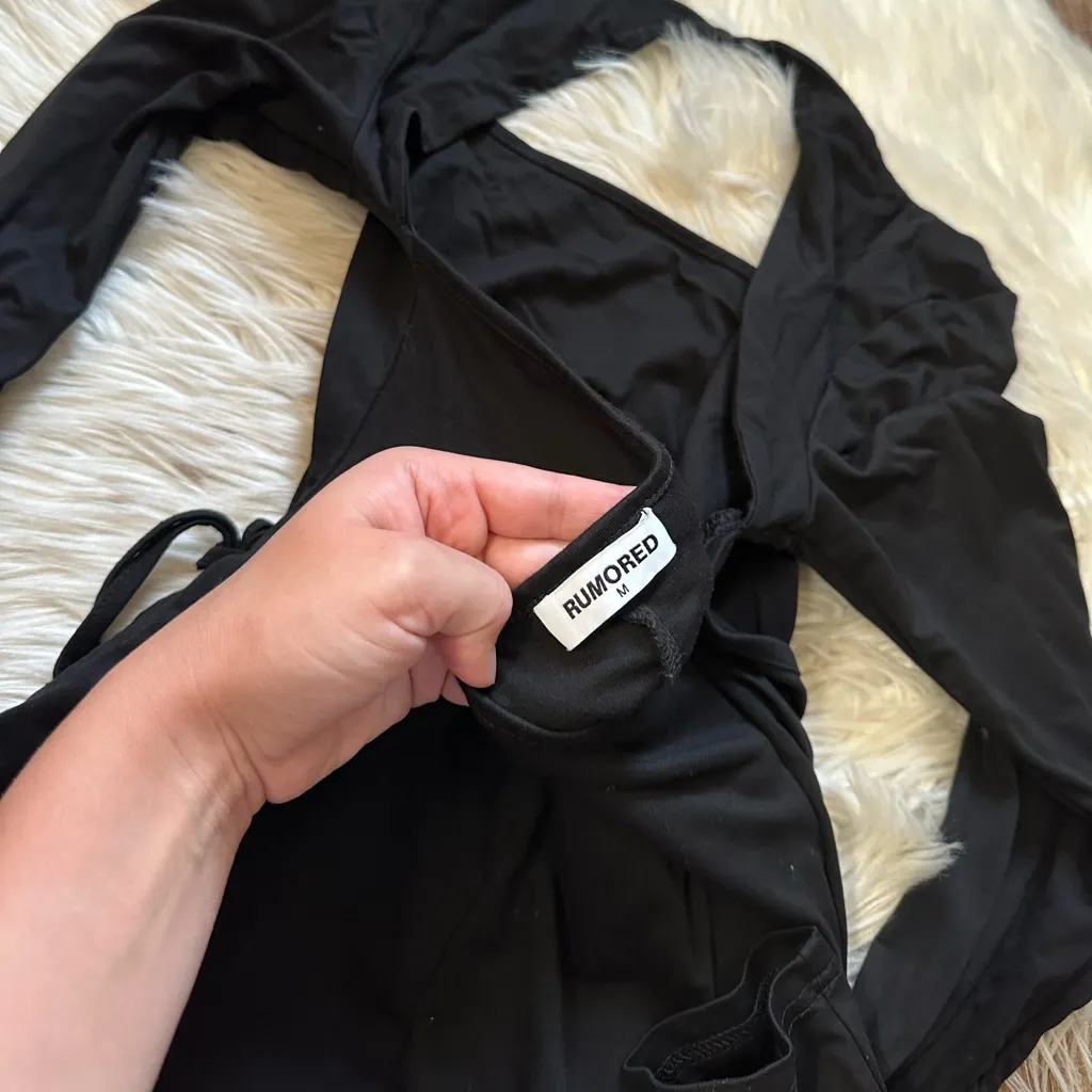 RUMORED Swan Lake Open Back Mini Dress Black Size M - Image 9