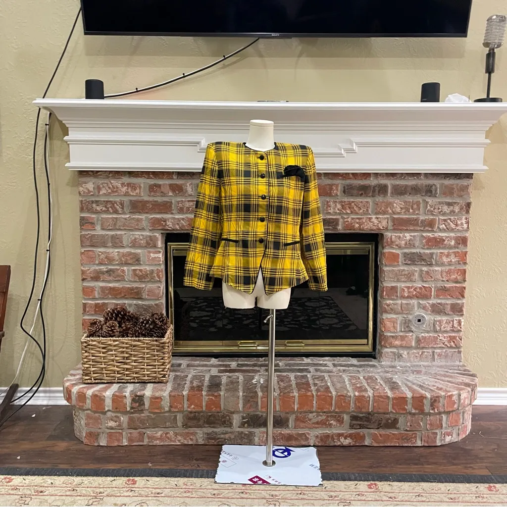 Clueless Cher costume idea petite vintage 1980s yellow plaid blazer / 10P - Image 5