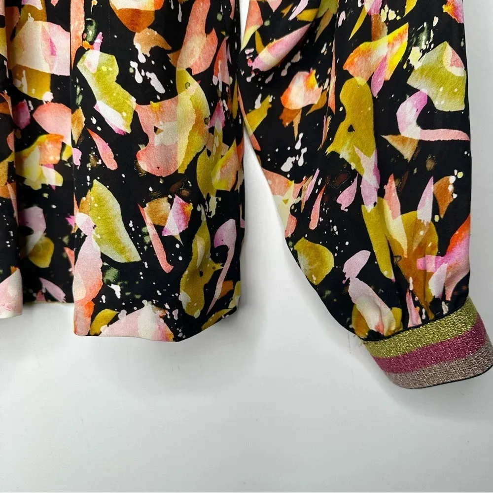 Marie Oliver Arden 100% Silk Ruffle Neck Long Sleeve Blouse Size XS - Image 6