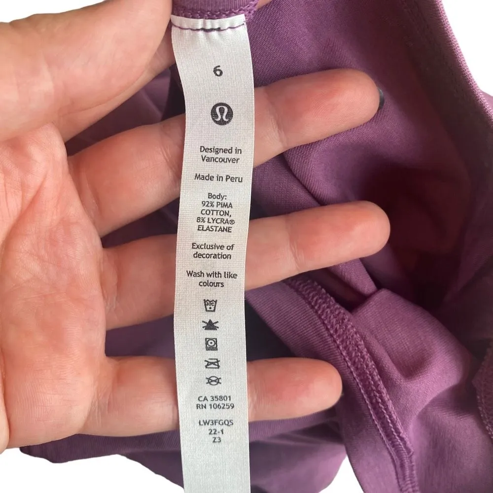 Lululemon Womens Size 6 Cates Tee Vintage Plum Purple Graphic Pima‎ Cotton New - Image 4