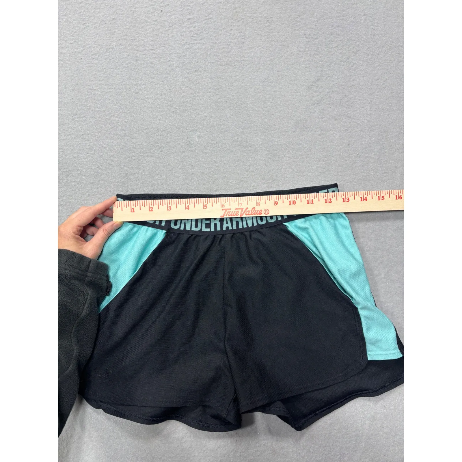 Under‎ Armour Women's Small Running Shorts Athletic Gym Training Black Teal - Image 6