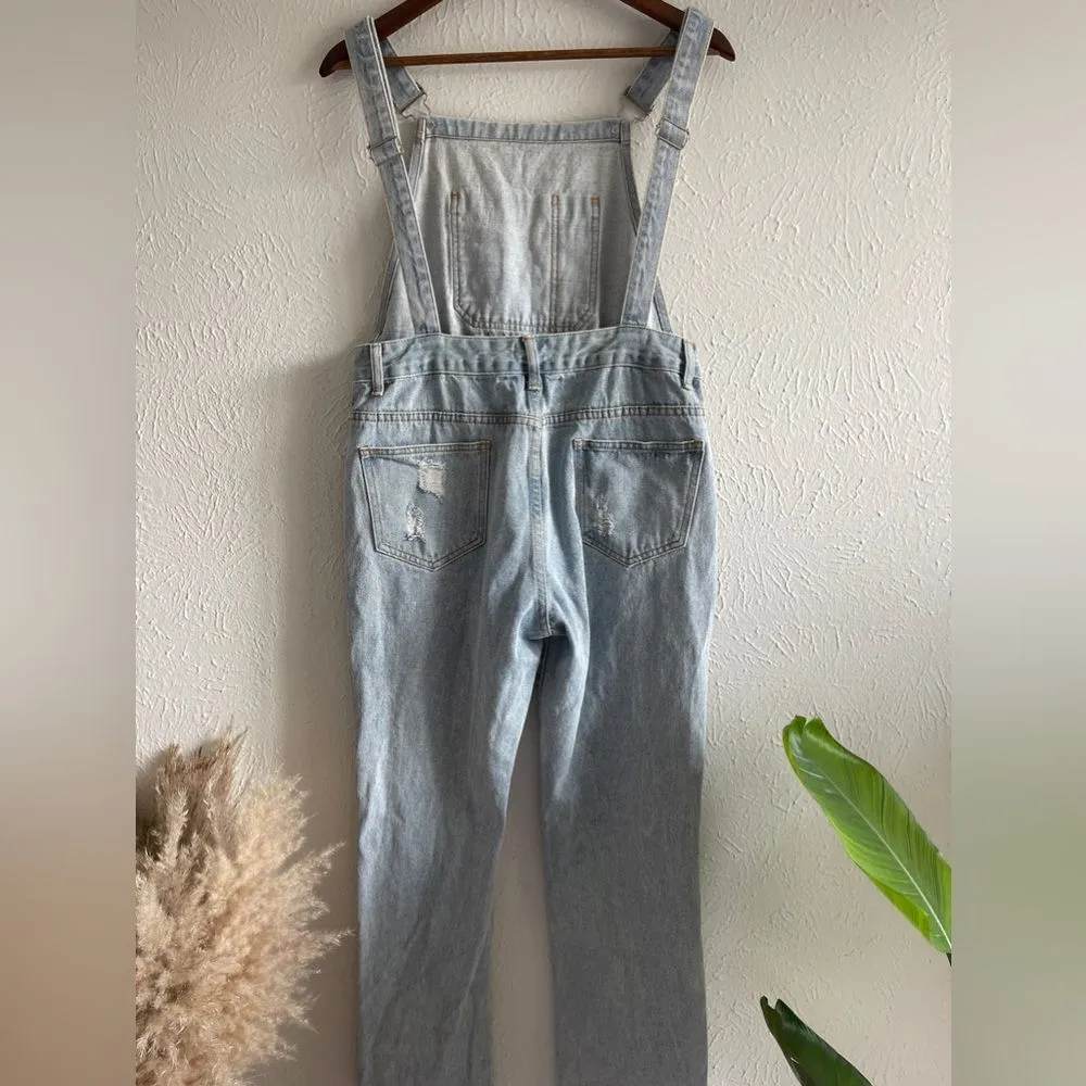 Clothing Distressed Wash Distressed Capri Overalls Size S 100% Cotton - Image 10