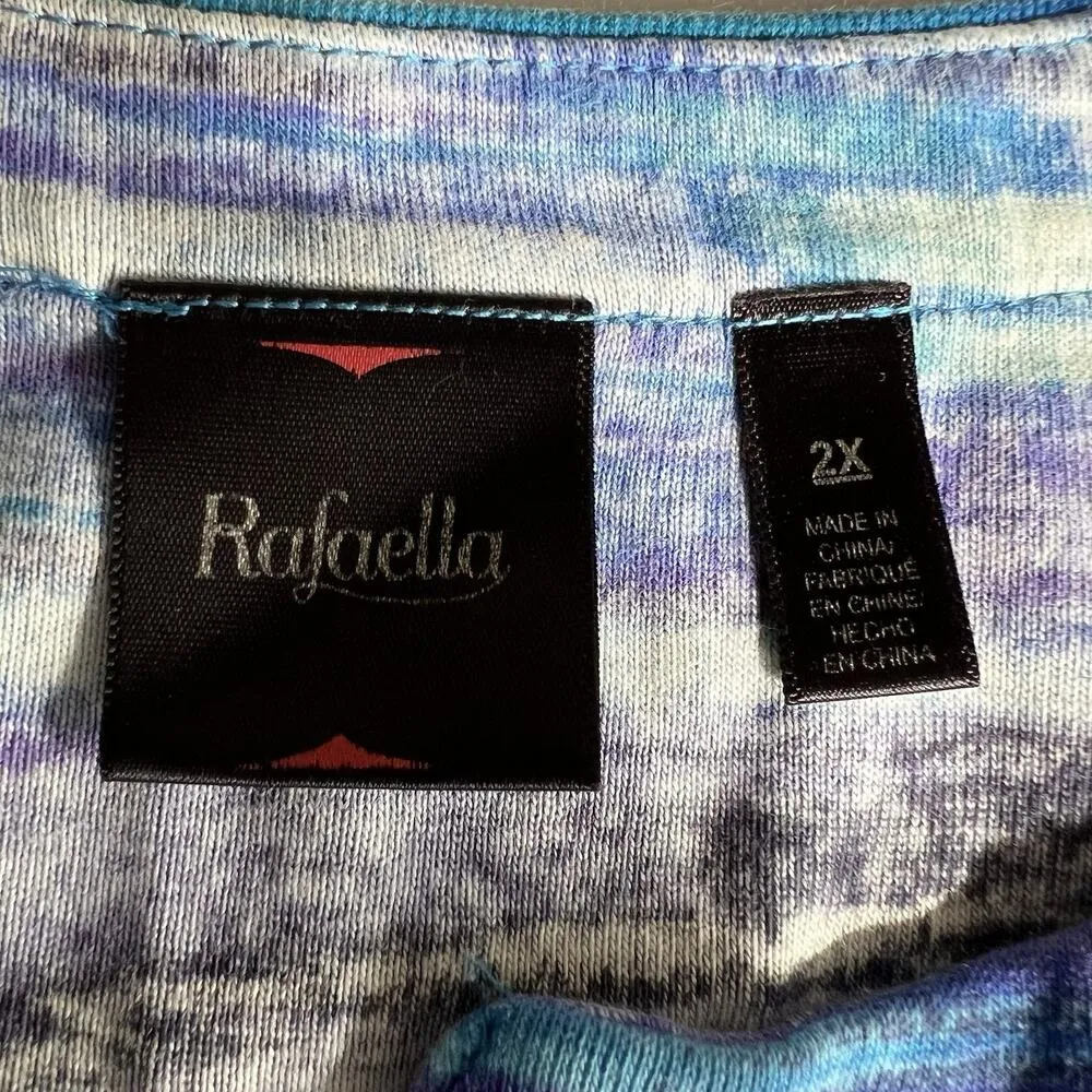 Rafaella Womens T Shirt Top Round Neck Pullover Short Sleeve Stripes Blue Purple - Image 8