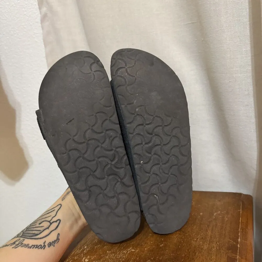 Birkenstock Arizona Soft Suede Sandal 2 Straps Black EU 39 Womens 8 Mens 6 - Image 8