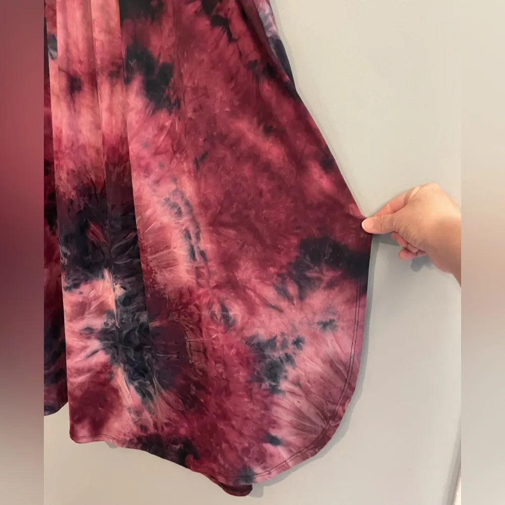 Women's Comfy Pink & Black Festival Hippie Beachy Tie-Dye Skirt with Pockets - Image 3