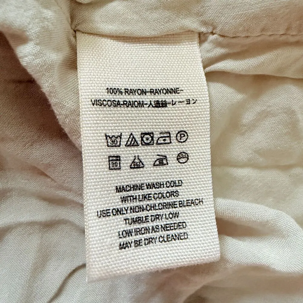 Free People Bohemian Short Sleeve Button Lined Tunic Mini Dress Olive Ivory Sz M - Image 9