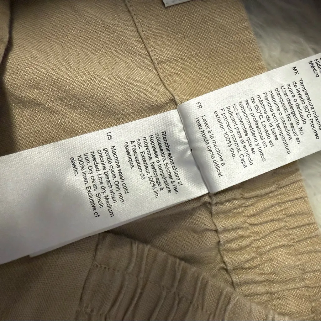 COS Women’s Beige Linen Wide-Leg Pants Trousers Size 6 - Image 4