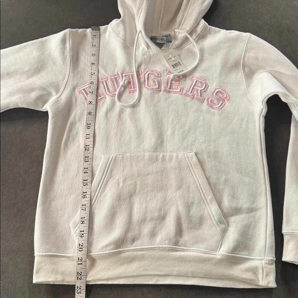 Women’s White Embroidered ‘Rutgers’ Hoodie Size M NEW - Image 6