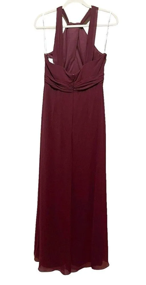 Jenny Packham NWT JP1034 Halter Chiffon Sleeveless Bridesmaid Dress Cabernet 10 - Image 5