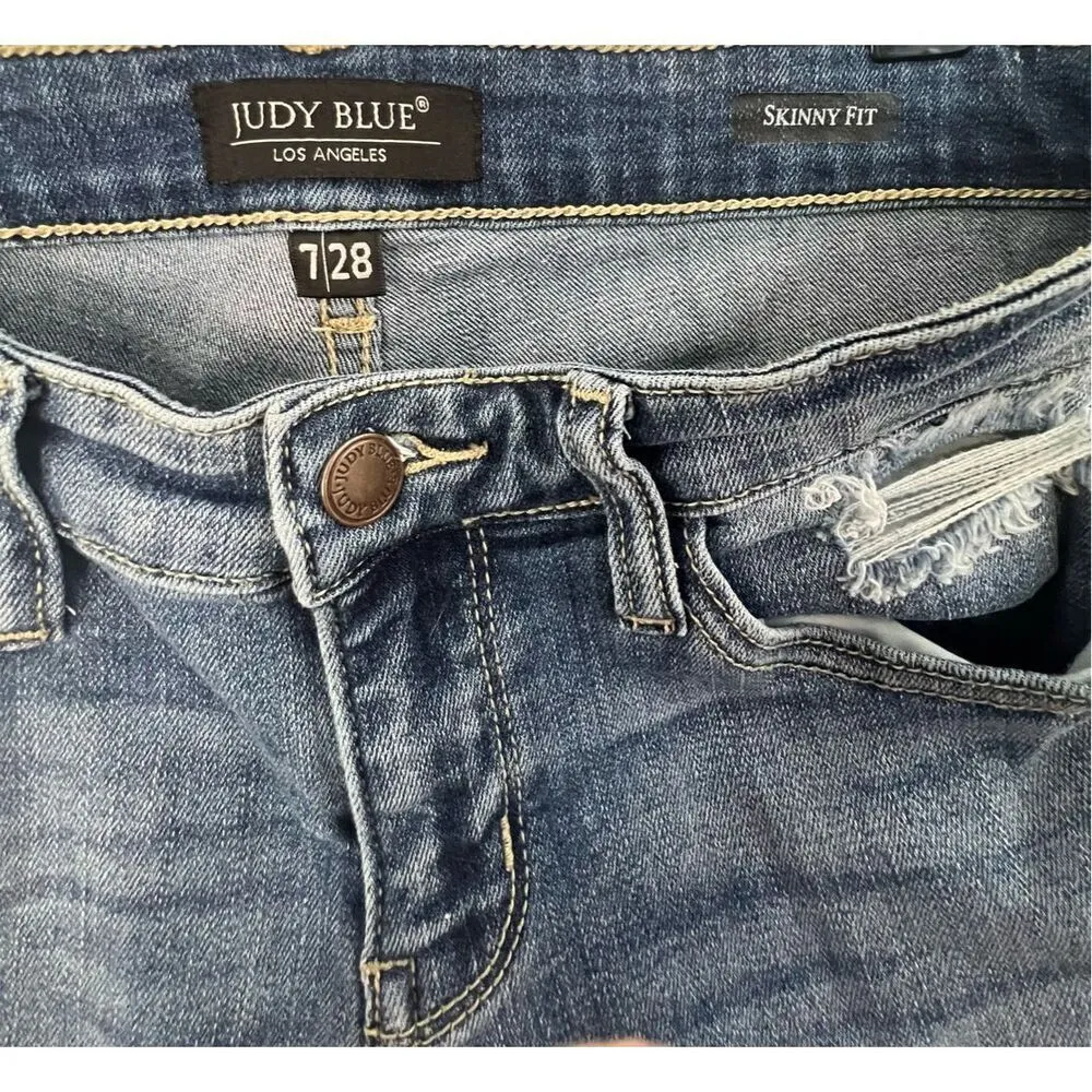 Judy Blue Mid-Rise Distressed Denim Skinny Jeans With Camo Pattern - Image 4