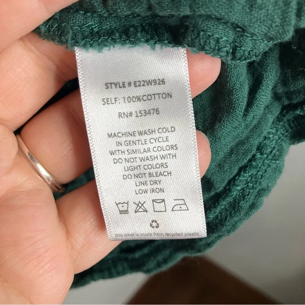 Francine ruffle gauze top 100% cotton green women’s‎ size small - Image 6