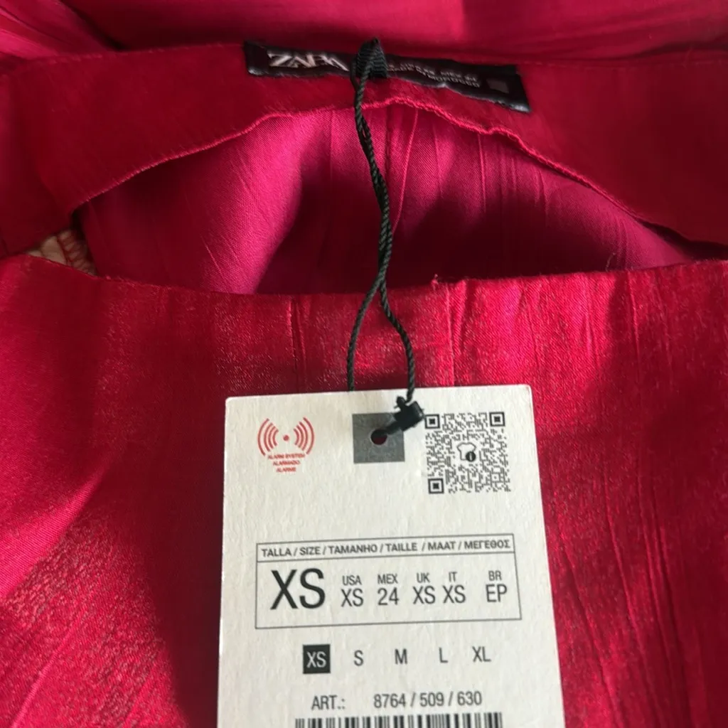 NWT ZARA Satin Effect Shiny Wide Leg Fuchsia Pant Bloggers Fave XS - Image 7