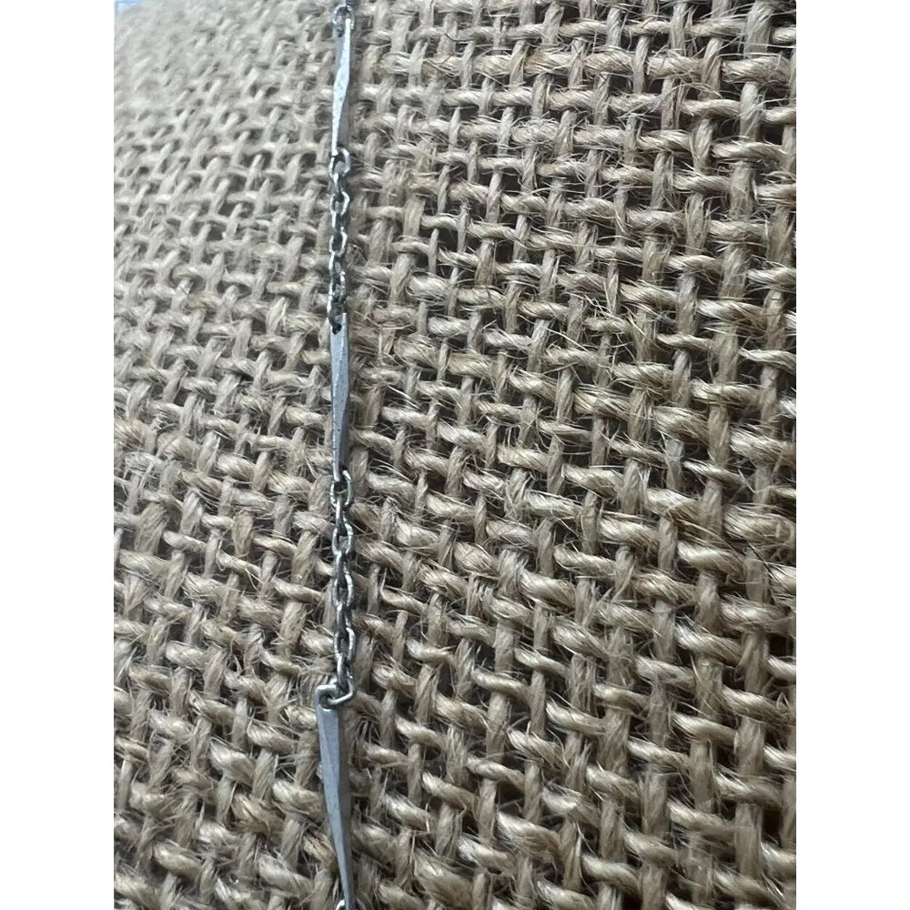 Vintage Crown Trifari Bar Chain Necklace Silver Tone Spring Ring Clasp 18" - Image 3