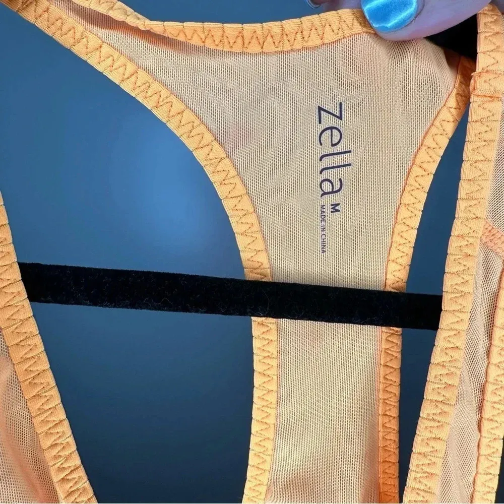Zella Work Out Tank Top Neon Orange Cinch Top Size Medium - Image 5