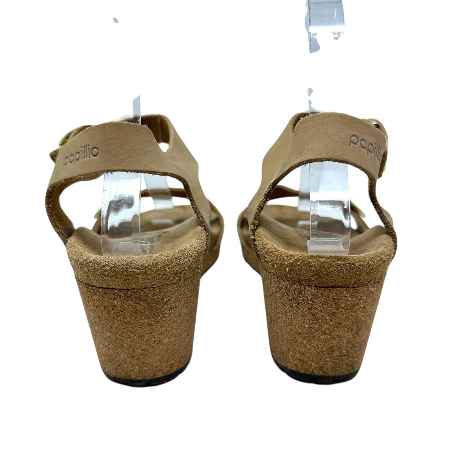 Birkenstock Papillio Soley Wedge Sandals Nubuck Leather Beige Tan 38 US 7 7.5‎ - Image 10