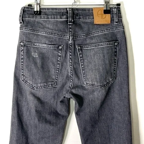 Anine Bing Jeans Size 24 Distressed Skinny Raw Hem Washed Gray Women’s - Image 7