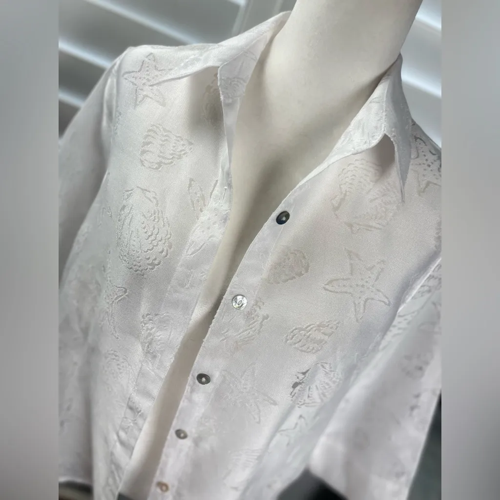 alfred dunner Sea Shell White 3/4 Sleeve Button Down Top Shirt Women’s PS - Image 11